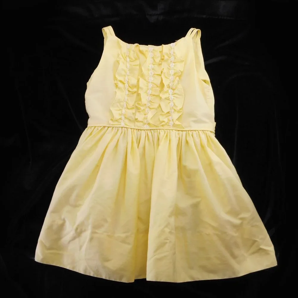Vintage Toddler Girl Dress 2T - 3T Yellow Ruffled Sleeveless